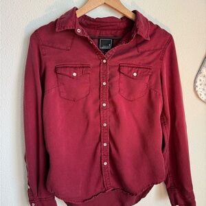 Red Western Button-Up Shirt